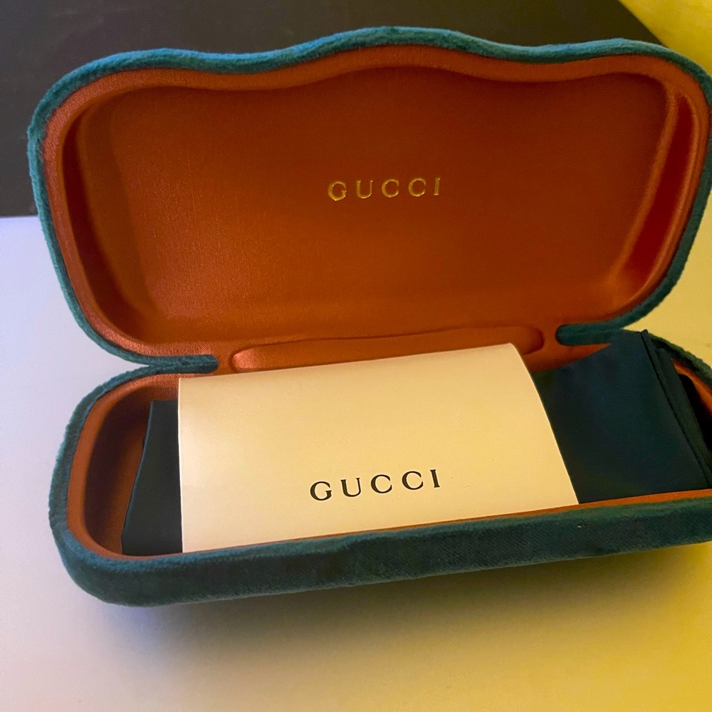 Green Gucci eyeglass case